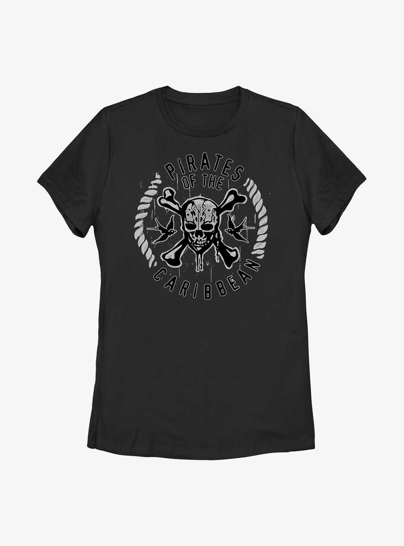 Disney Pirates Of The Caribbean Crossbones Sparrow Womens T-Shirt, BLACK, hi-res