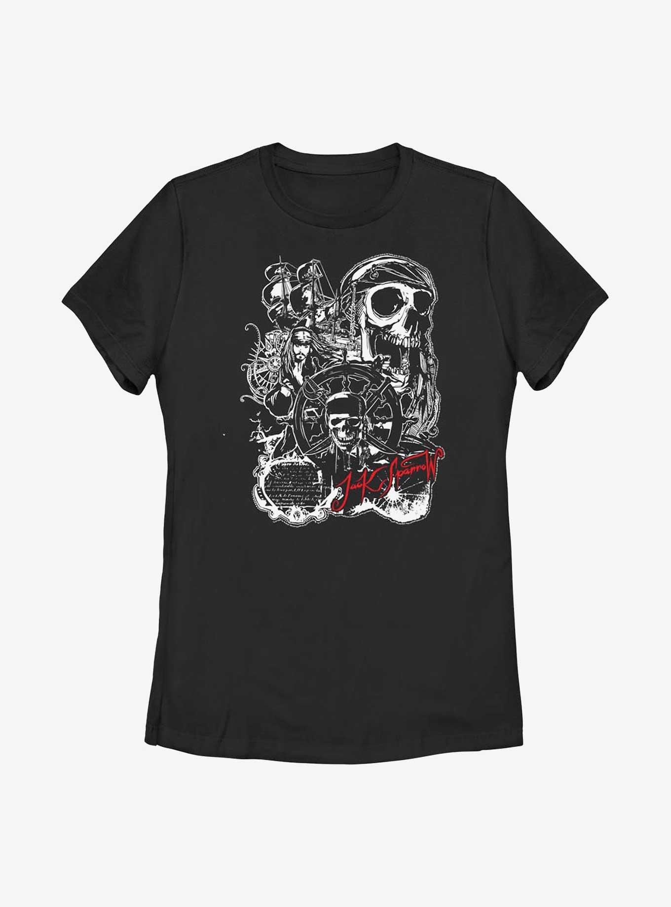 Disney Pirates Of The Caribbean Jack Sparrow Collage Womens T-Shirt, , hi-res
