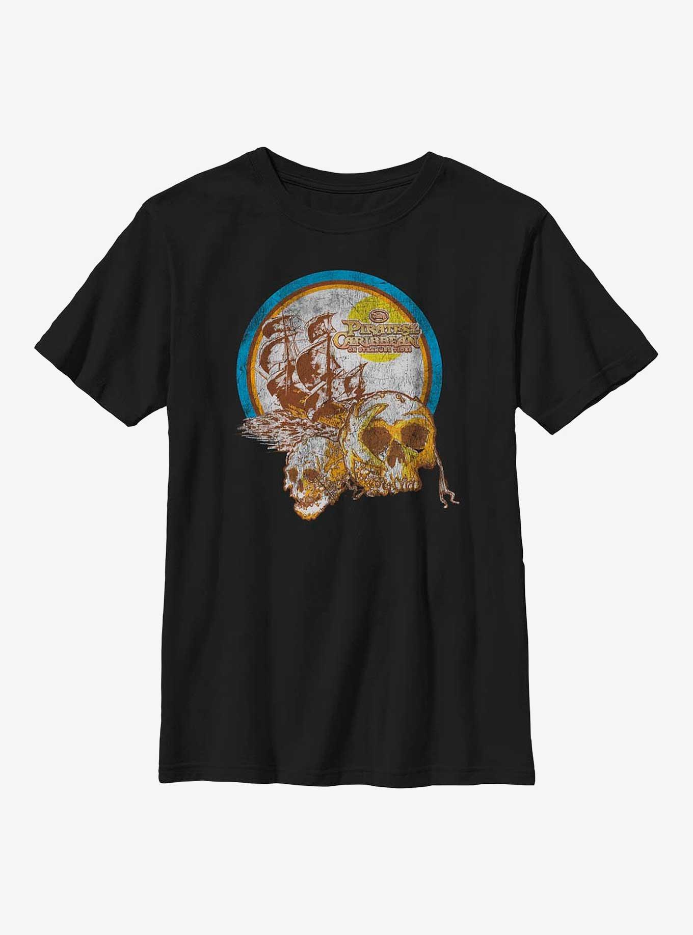 Disney Pirates Of The Caribbean: On Stranger Tides distressed skulls Youth T-Shirt, BLACK, hi-res
