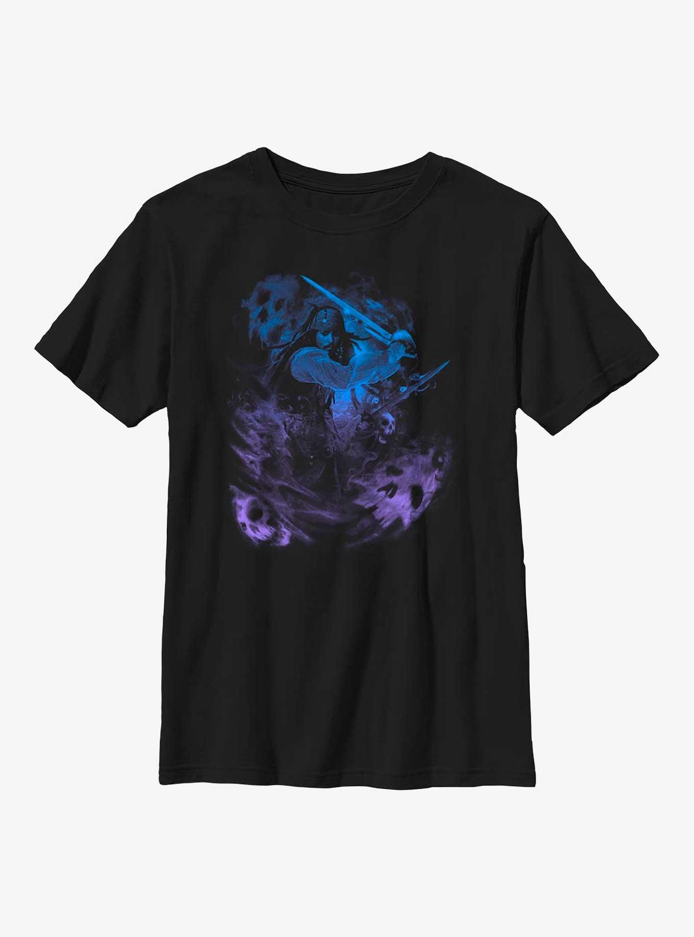Disney Pirates Of The Caribbean Jack Sparrow Ghosts Youth T-Shirt, BLACK, hi-res view 1