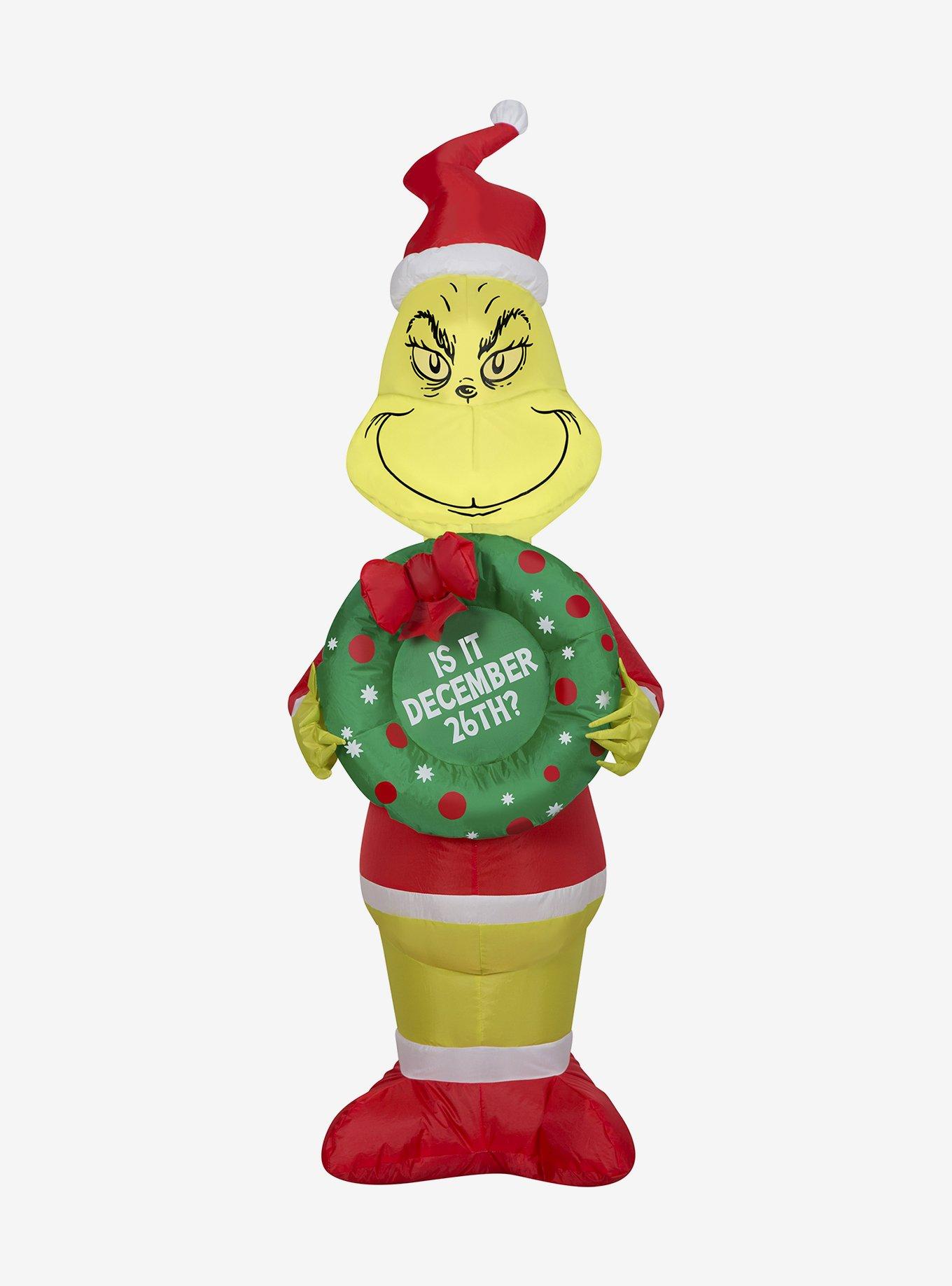 Grinch With Wreath Medium Airblown, , hi-res