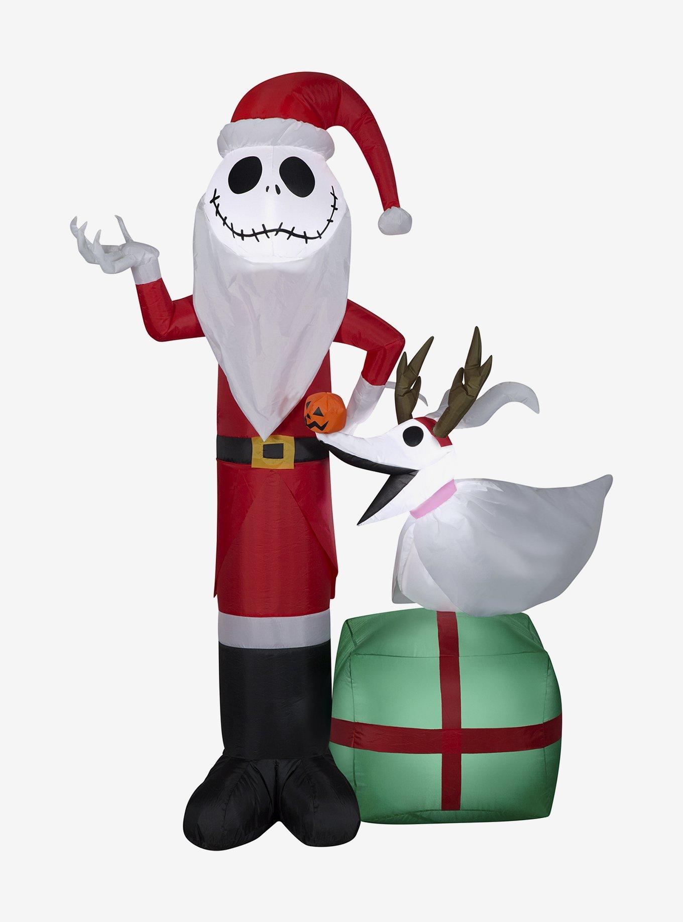 The Nightmare Before Christmas Jack Skellington As Santa And Zero Wearing Antlers Airblown, , hi-res