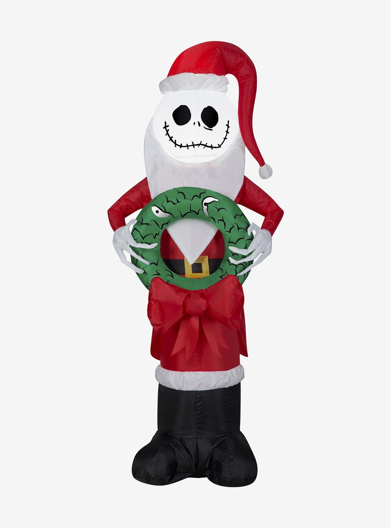 The Nightmare Before Christmas Jack Skellington In Santa Suit With Wreath Airblown, , hi-res