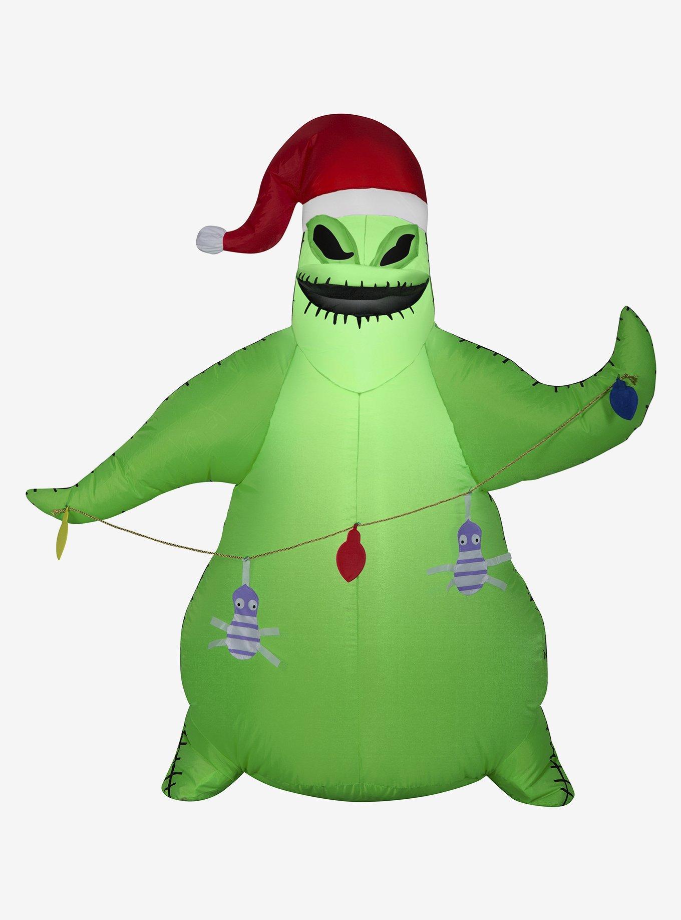 The Nightmare Before Christmas Oogie Boogie In Santa Hat With Light String Airblown, , hi-res