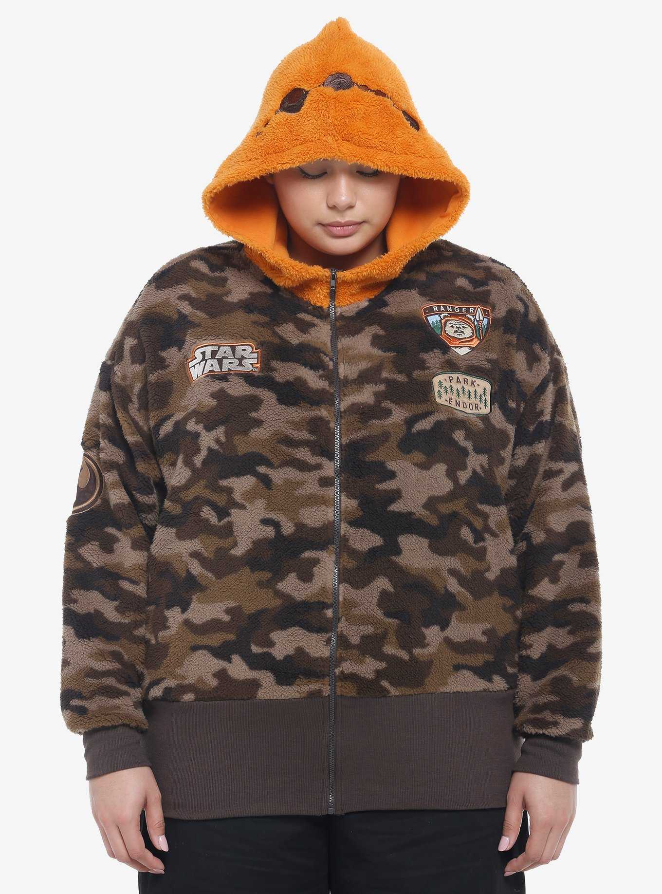 Her Universe Star Wars Ewok Sherpa Camouflage Hoodie Plus Size, , hi-res