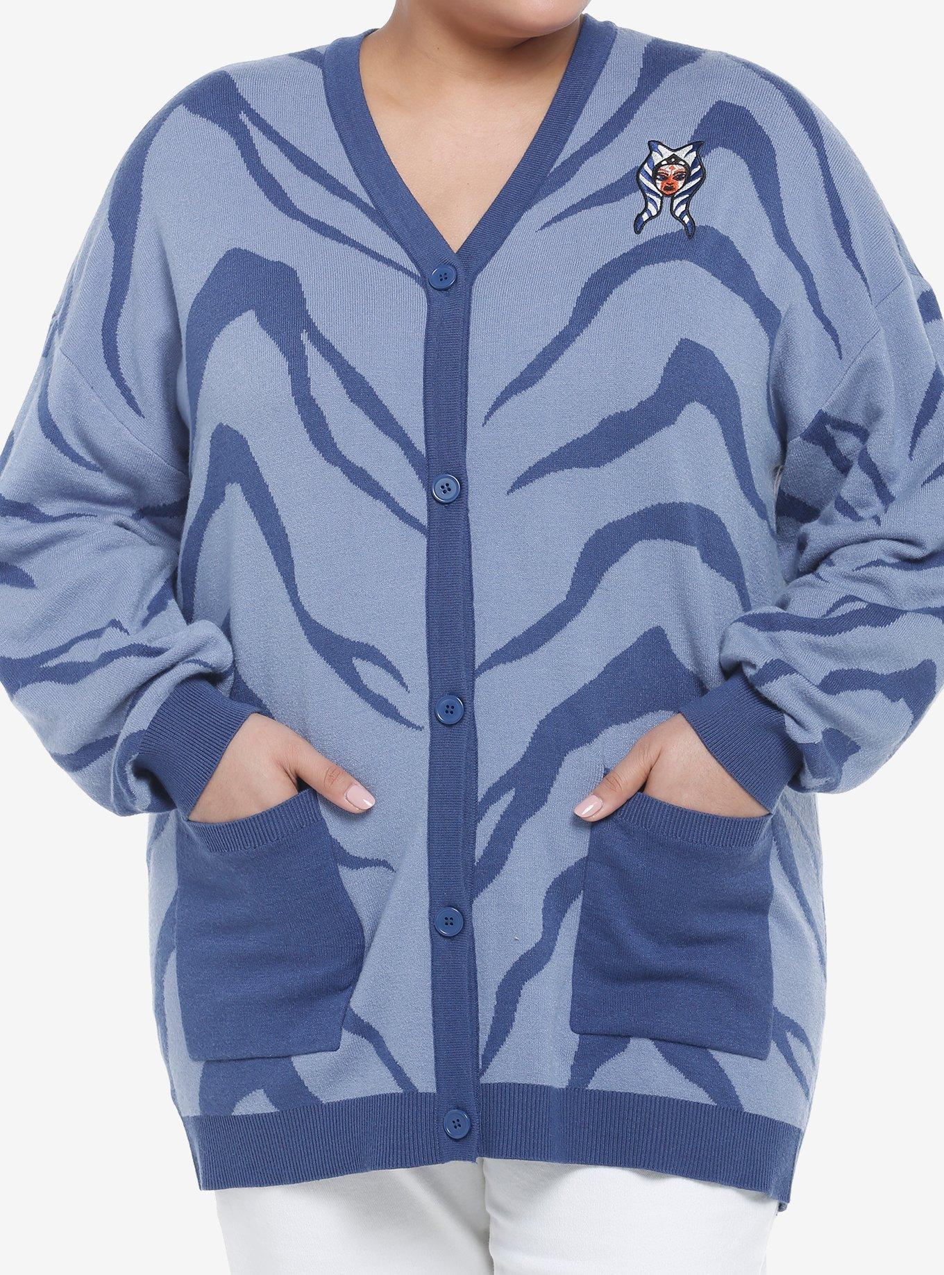 Her Universe Star Wars Ahsoka Tano Open Cardigan Plus Size, BLUE  WHITE, hi-res