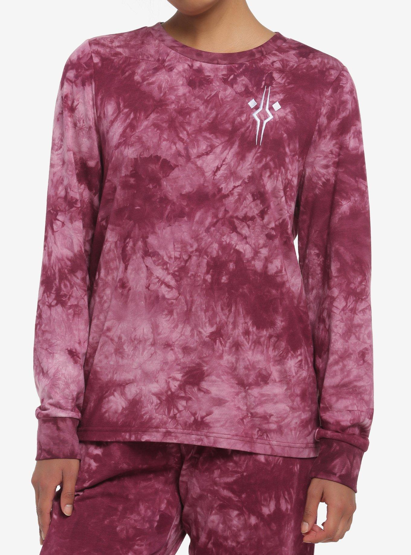 Her Universe Star Wars Ahsoka Tie-Dye Long-Sleeve T-Shirt, MAROON CRUSH, hi-res