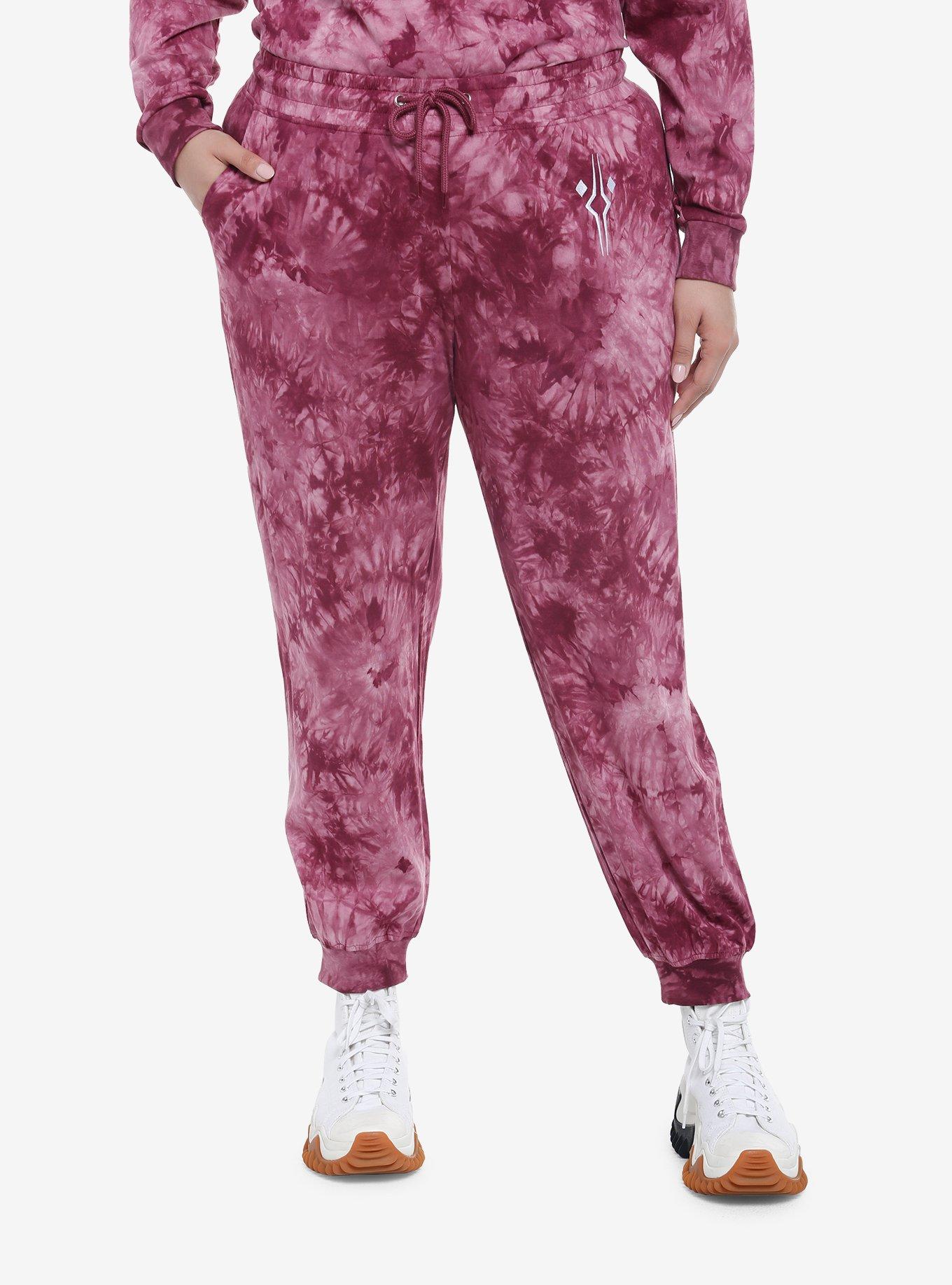 Her Universe Star Wars Ahsoka Tie-Dye Sweatpants Plus Size, MAROON CRUSH, hi-res