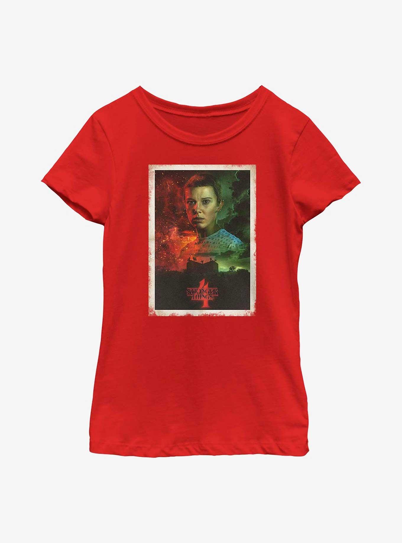 Stranger Things Eleven Poster Youth Girls T-Shirt, RED, hi-res