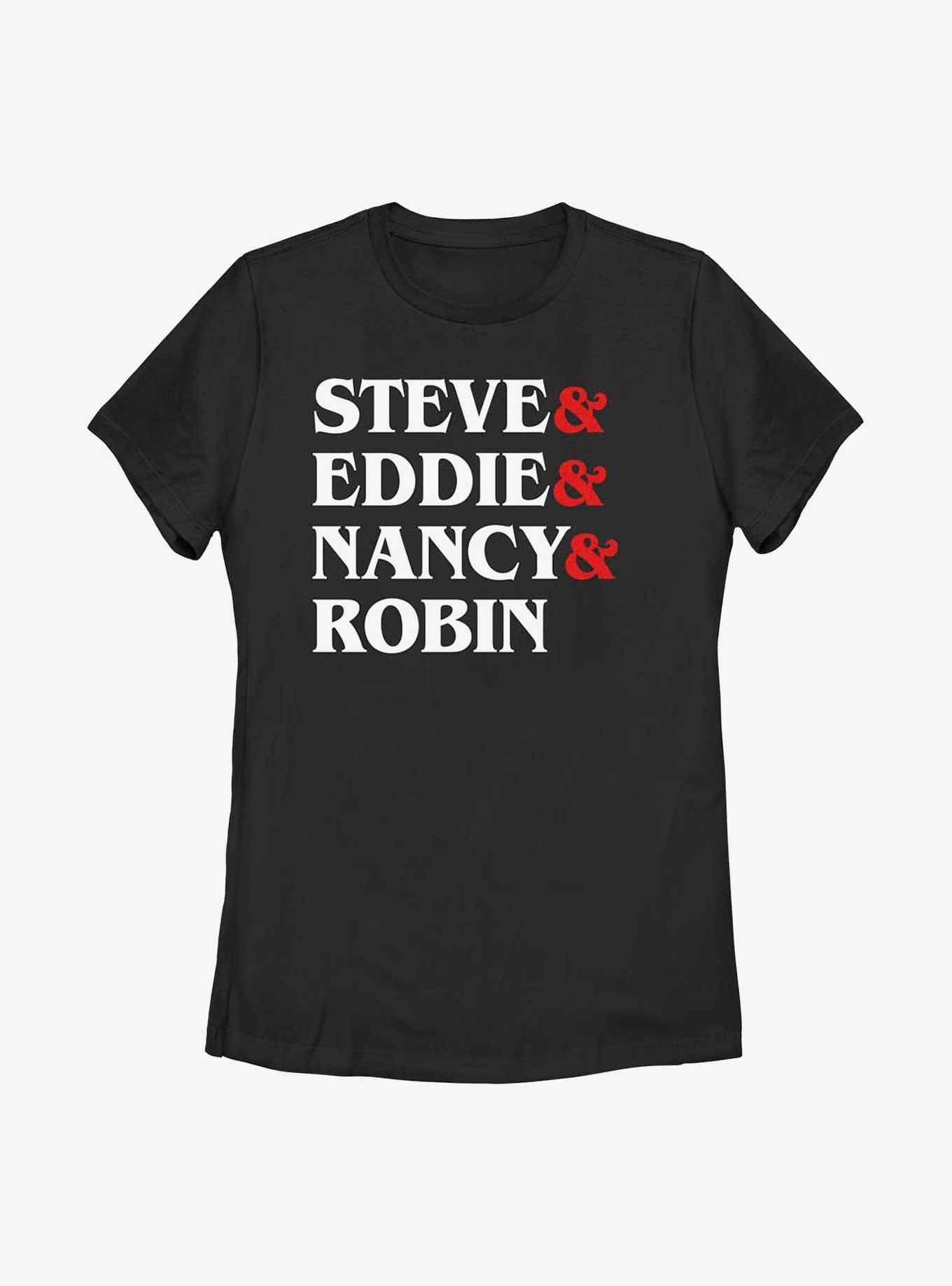 Stranger Things Crew Name Stack Womens T-Shirt, BLACK, hi-res view 1