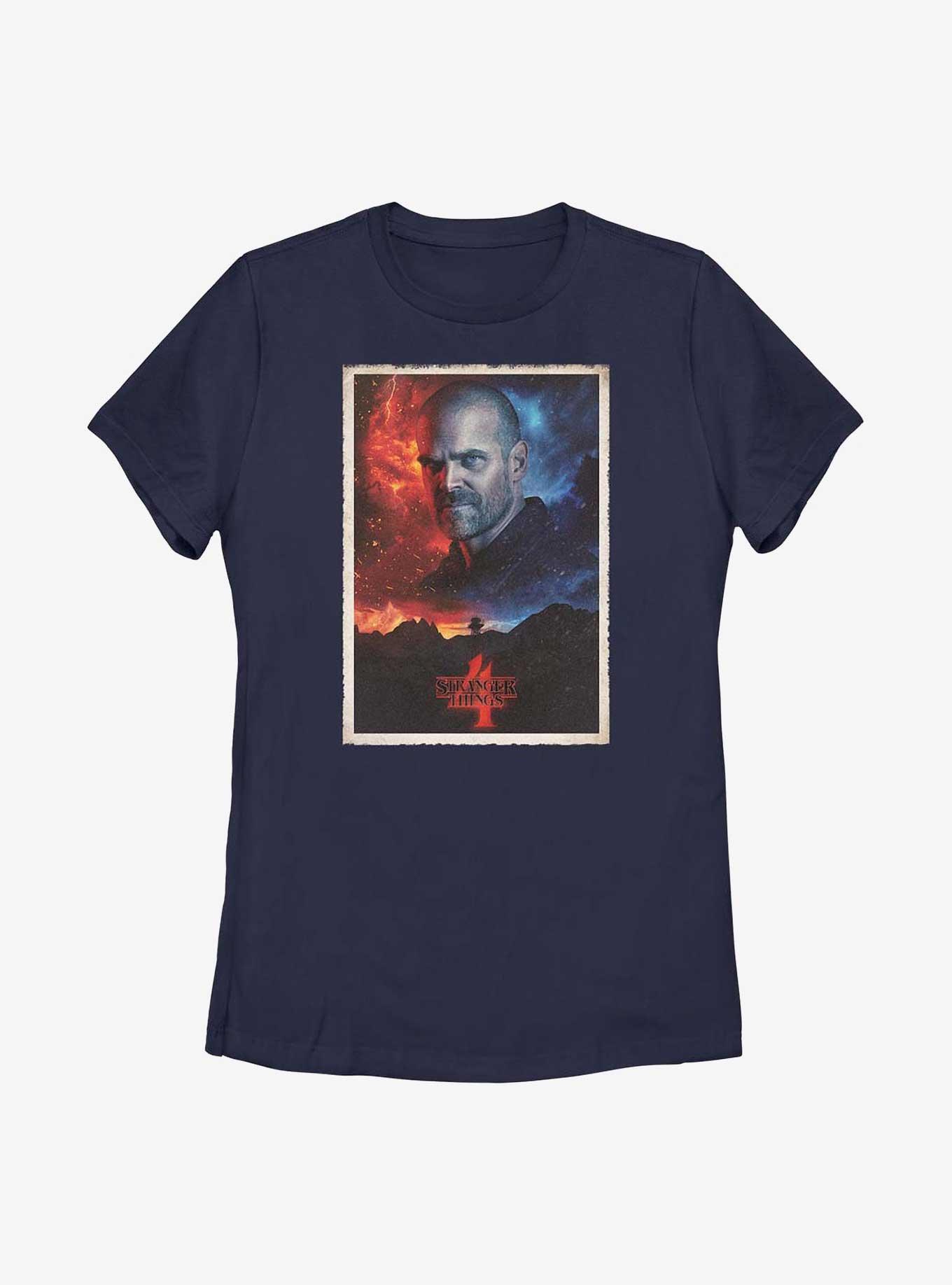 Stranger Things Hopper Poster Womens T-Shirt, NAVY, hi-res