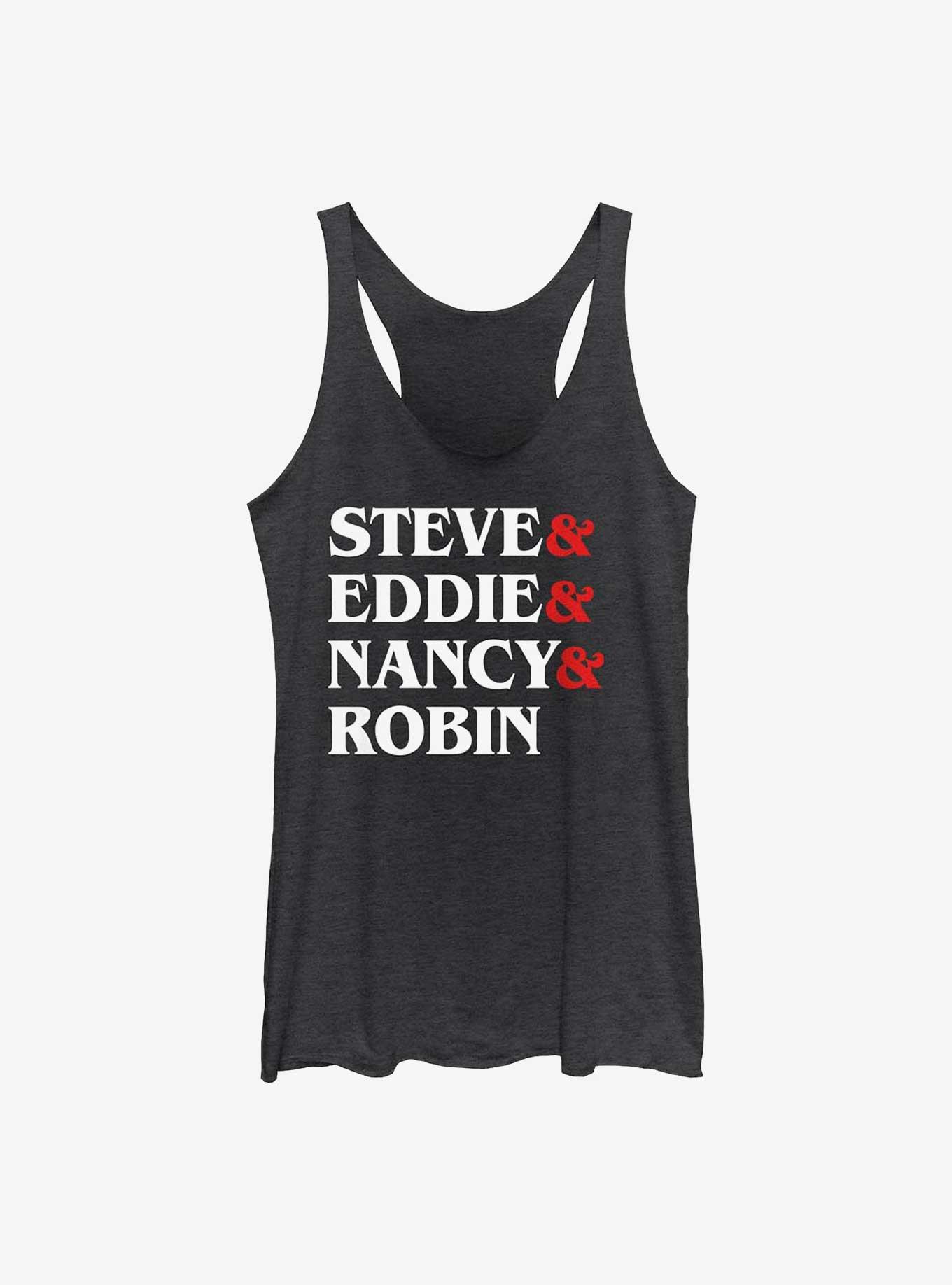 Stranger Things Crew Name Stack Womens Tank Top, BLK HTR, hi-res