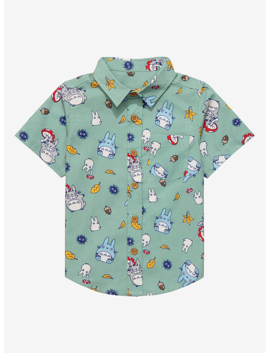 Our Universe Studio Ghibli My Neighbor Totoro Allover Print Toddler Woven Button-Up - BoxLunch Exclusive, SAGE, hi-res