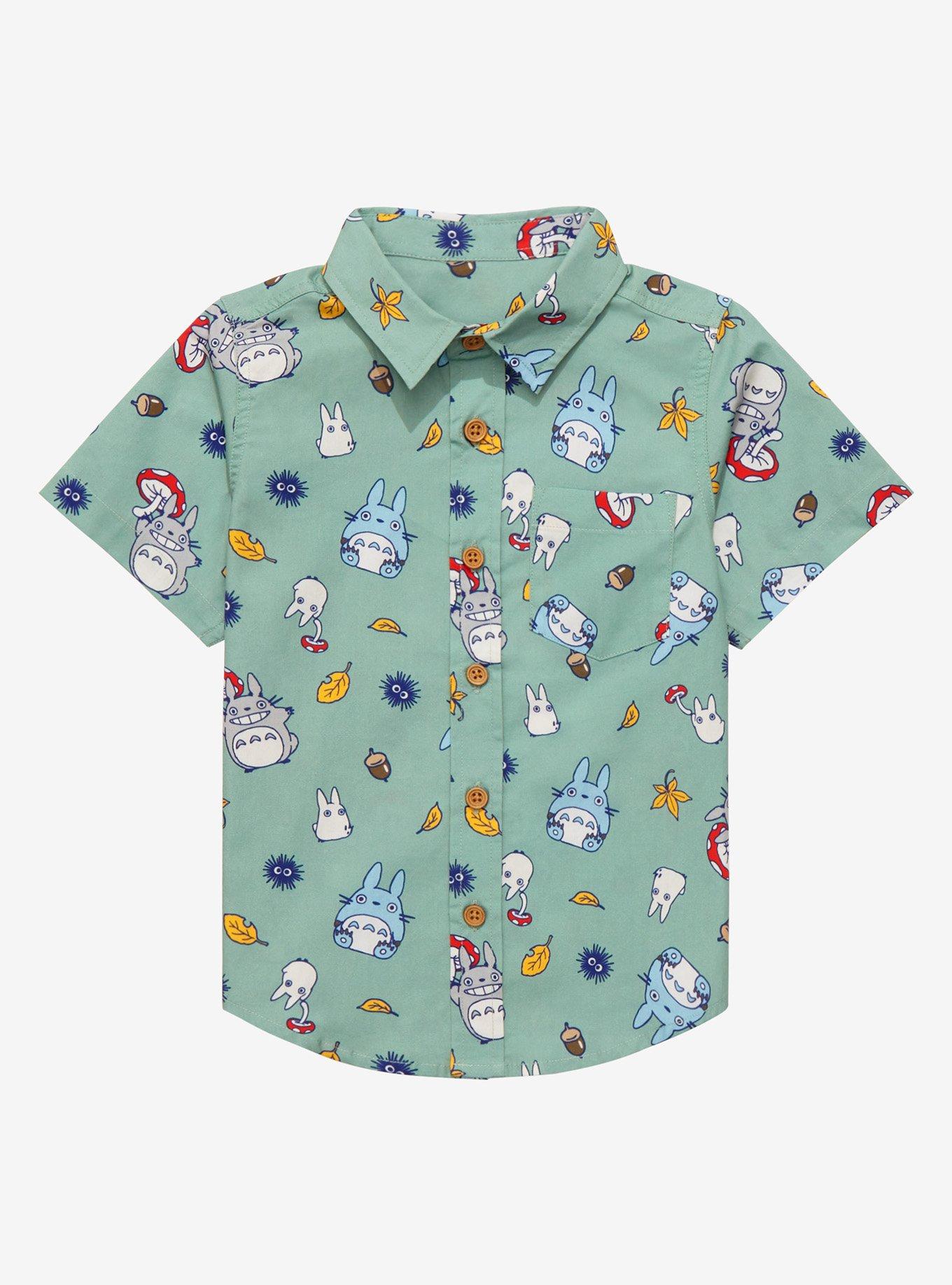 Our Universe Studio Ghibli My Neighbor Totoro Allover Print Toddler Woven Button-Up - BoxLunch Exclusive, SAGE, hi-res
