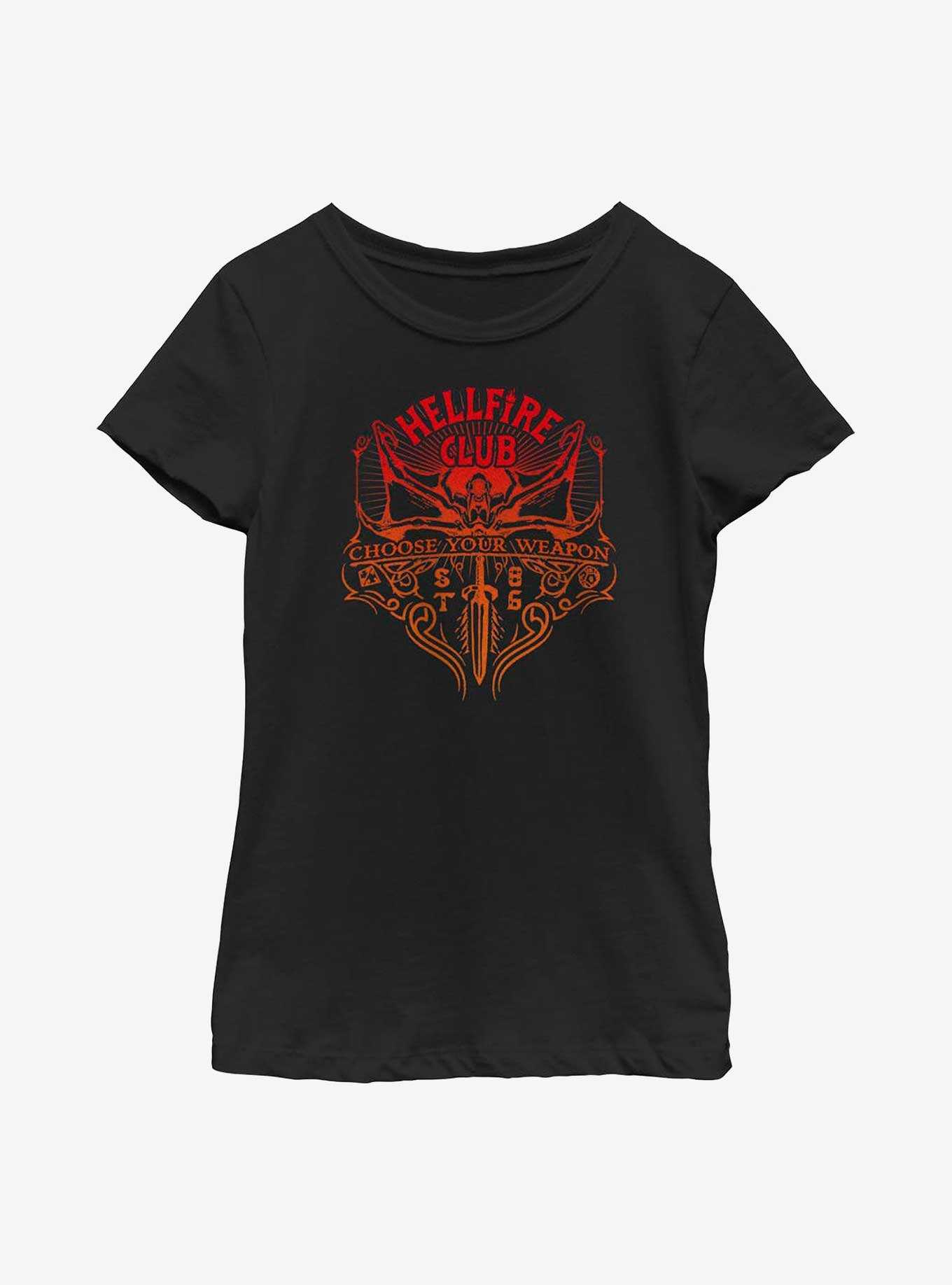 Stranger Things Hellfire Club Weapon Youth Girls T-Shirt, , hi-res