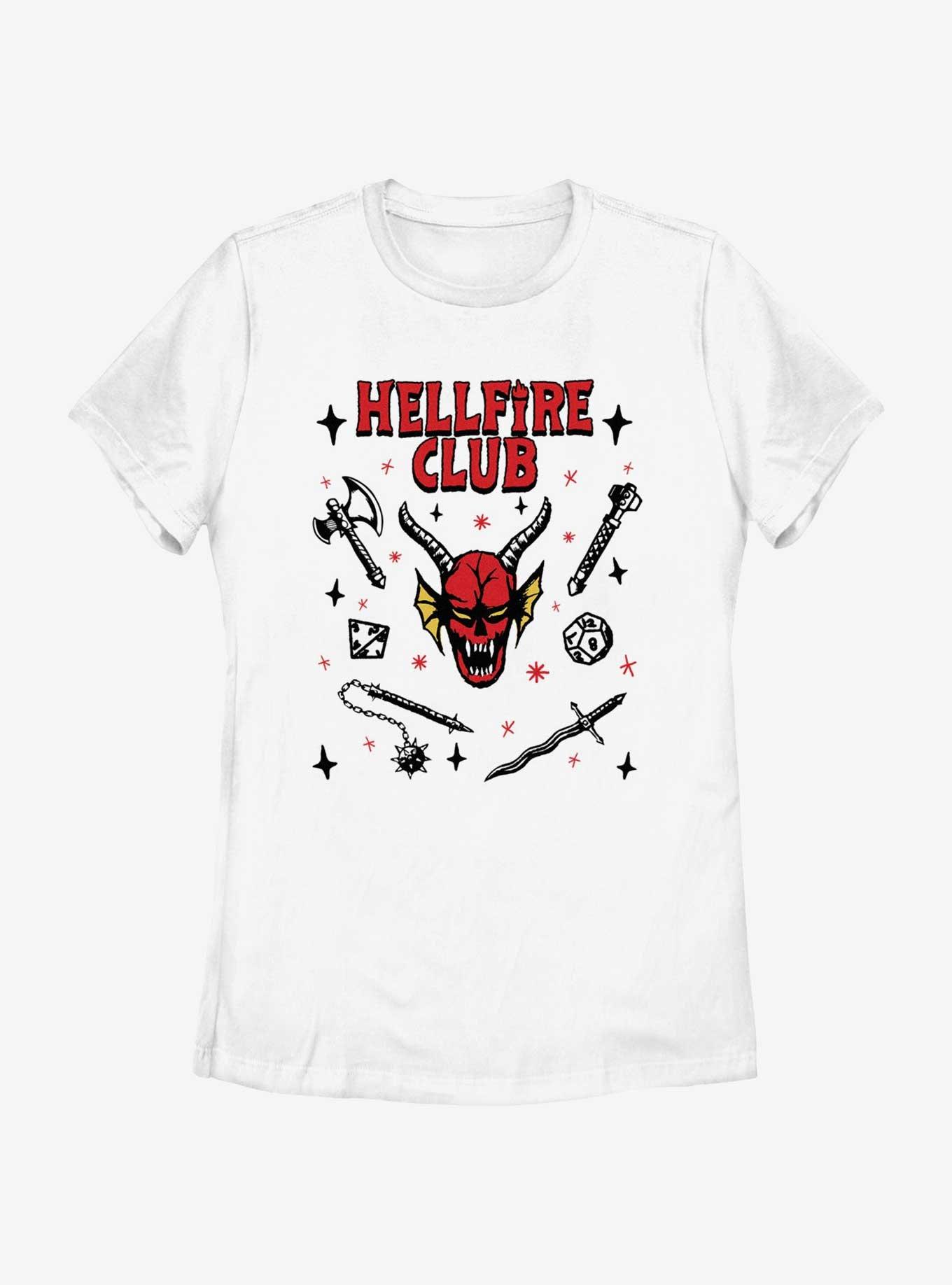 Stranger Things Textbook Hellfire Club Womens T-Shirt, WHITE, hi-res