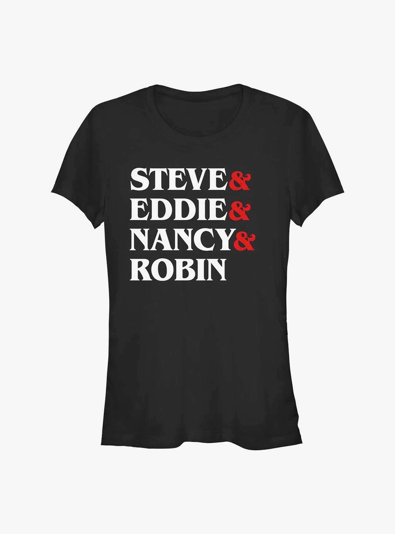 Stranger Things Steve & Eddie & Nancy & Robin Girls T-Shirt, BLACK, hi-res