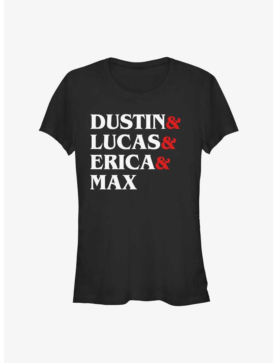 Stranger Things Dustin & Lucas & Erica & Max Girls T-Shirt, BLACK, hi-res