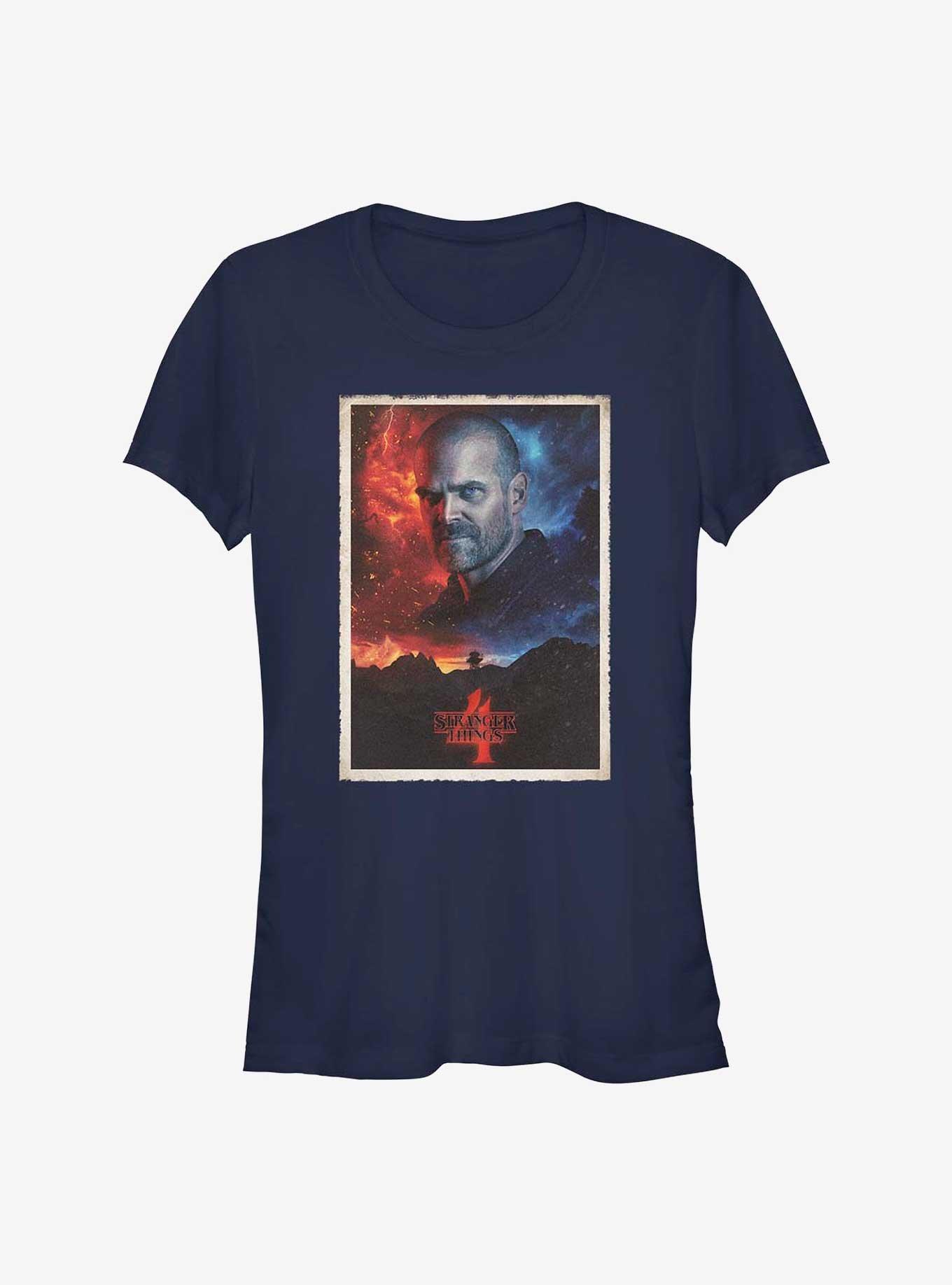 Stranger Things Hopper Poster Girls T-Shirt, NAVY, hi-res