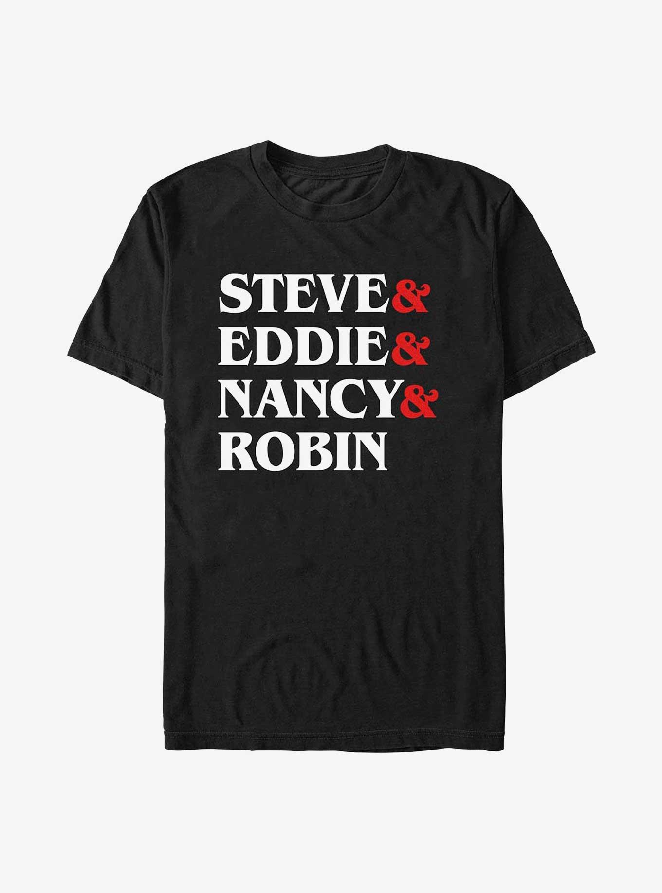 Stranger Things Steve & Eddie & Nancy & Robin T-Shirt, BLACK, hi-res