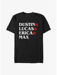 Stranger Things Dustin & Lucas & Erica & Max T-Shirt, BLACK, hi-res
