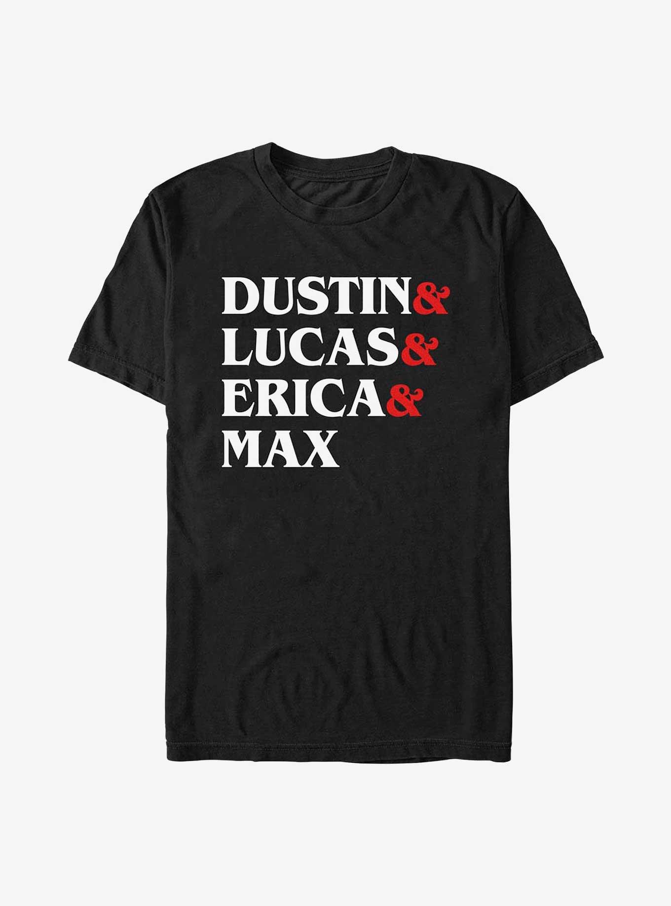 Stranger Things Dustin & Lucas & Erica & Max T-Shirt, BLACK, hi-res