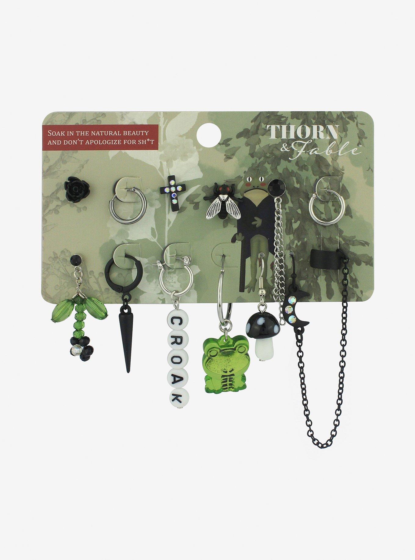 Skeleton Frog Moon Cuff Mismatch Earring Set Hot Topic