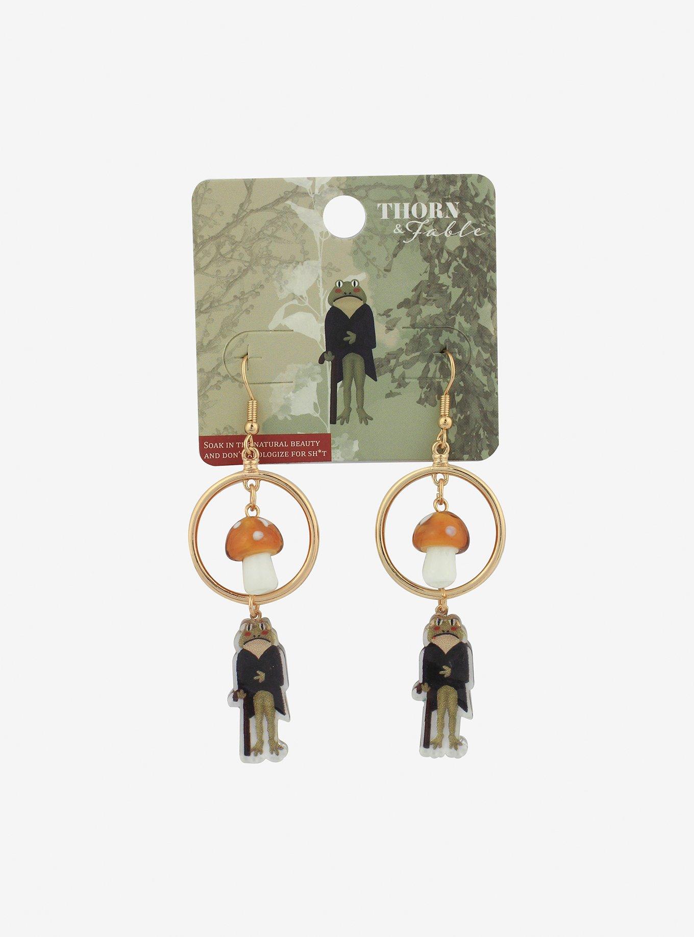 Mushroom Dapper Frog Drop Earrings, , hi-res
