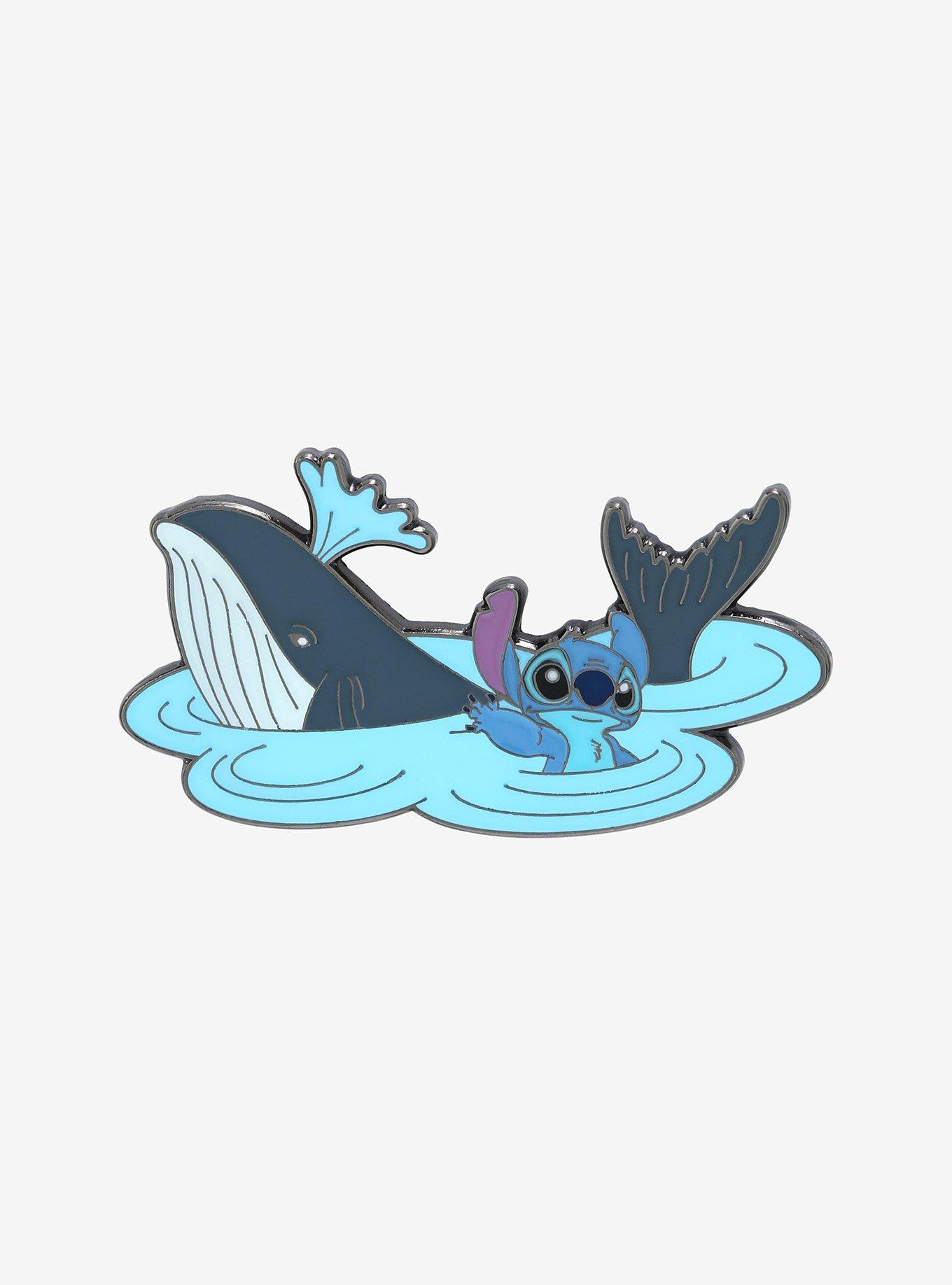 Loungefly Disney Lilo & Stitch Waving Stitch & Whale Enamel Pin - BoxLunch Exclusive , , hi-res