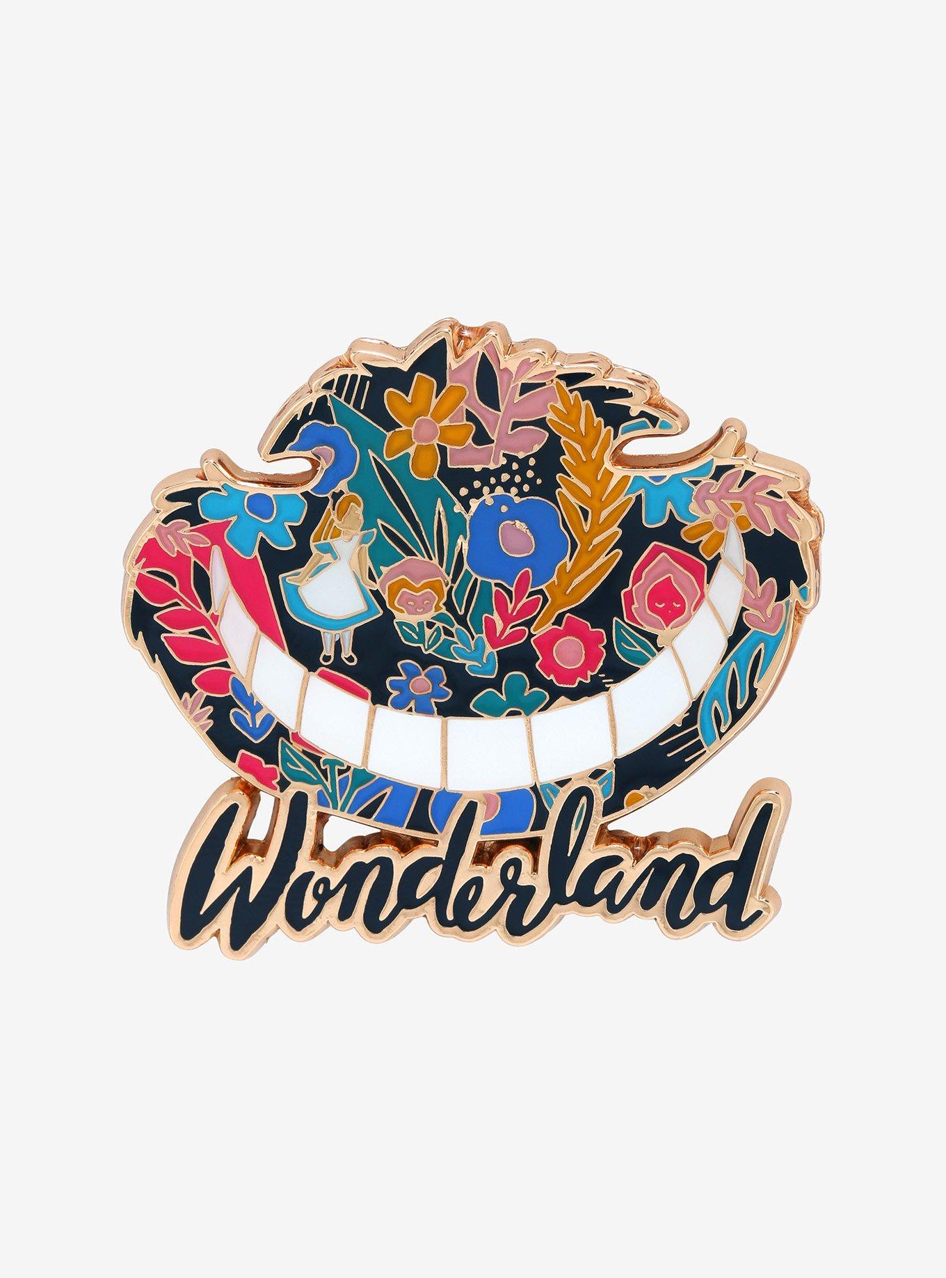 Loungefly Disney Alice in Wonderland Floral Grin Enamel Pin - BoxLunch Exclusive, , hi-res