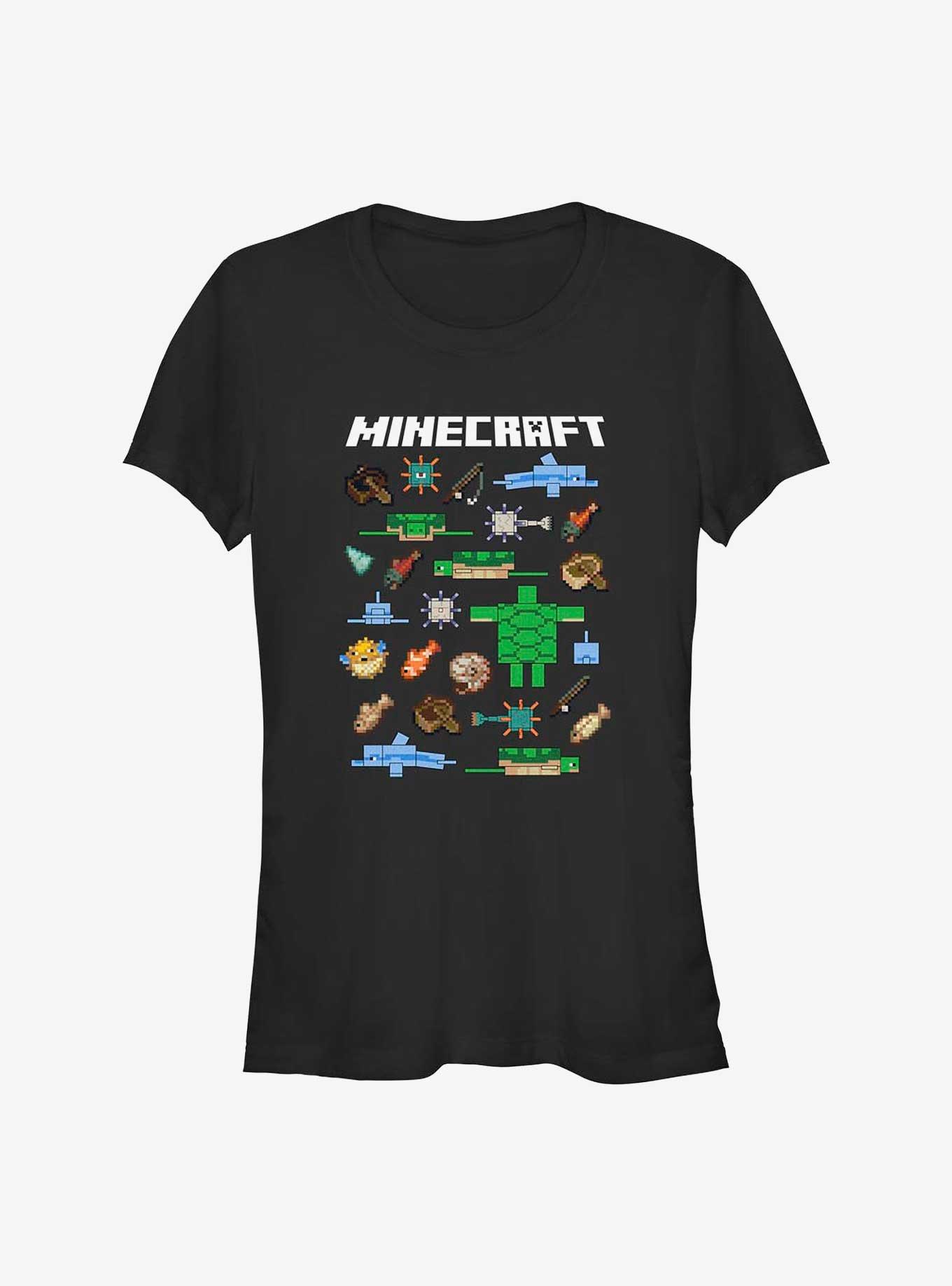 Minecraft Aquatic Mobs Girls T-Shirt, BLACK, hi-res