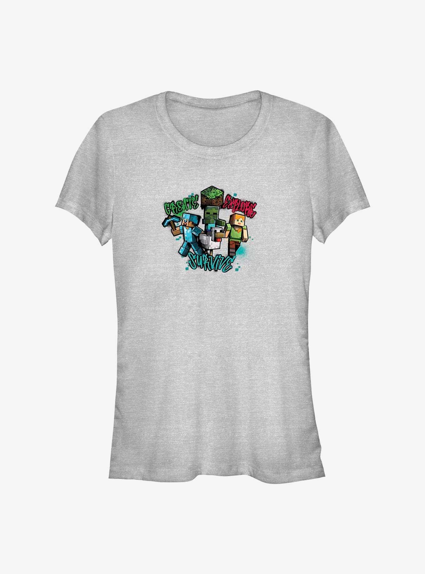 Minecraft Create Survive Explore Girls T-Shirt, ATH HTR, hi-res