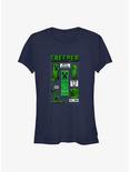 Minecraft Creeper Infograph Girls T-Shirt, NAVY, hi-res