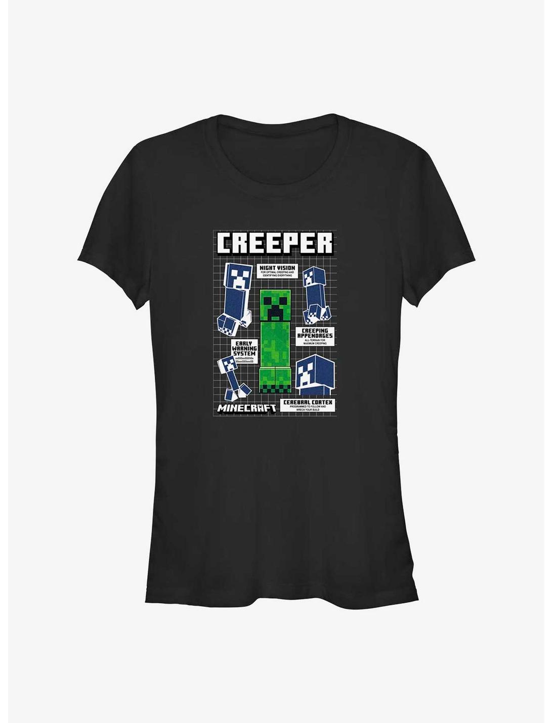 Minecraft Creeper Infograph Girls T-Shirt, BLACK, hi-res
