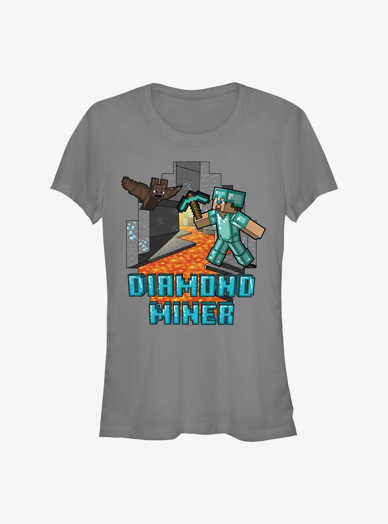 Minecraft Diamond Miner Girls T-Shirt, CHARCOAL, hi-res