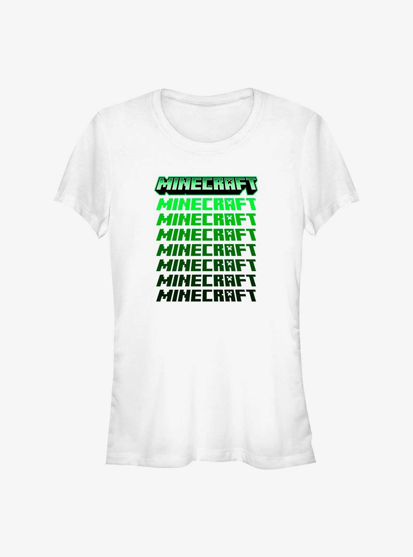 Minecraft Logo Stacked Girls T-Shirt, WHITE, hi-res