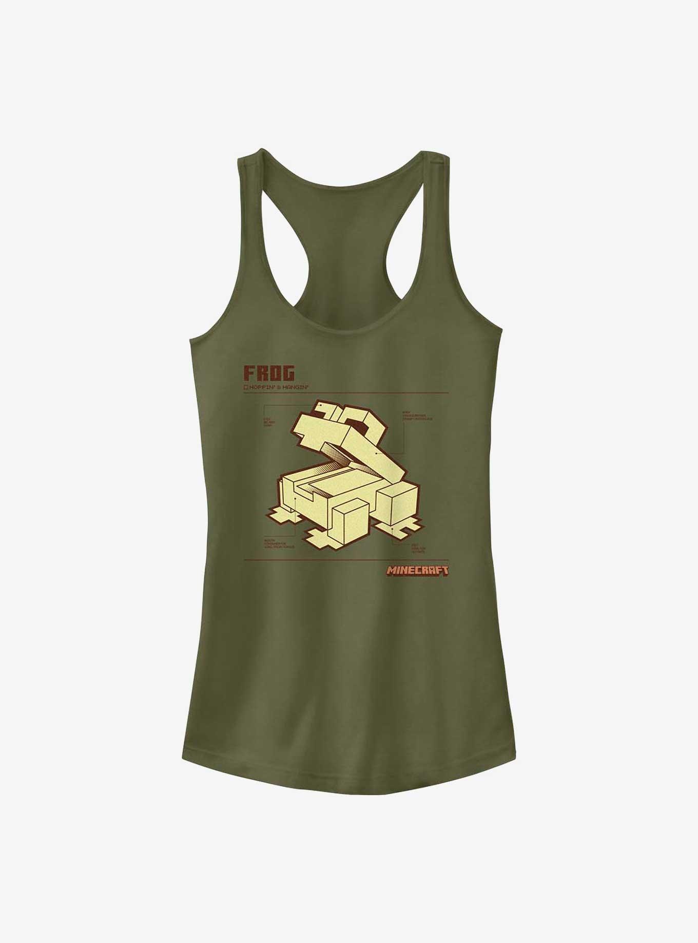 Minecraft Frog Schematic Girls Tank, MIL GRN, hi-res