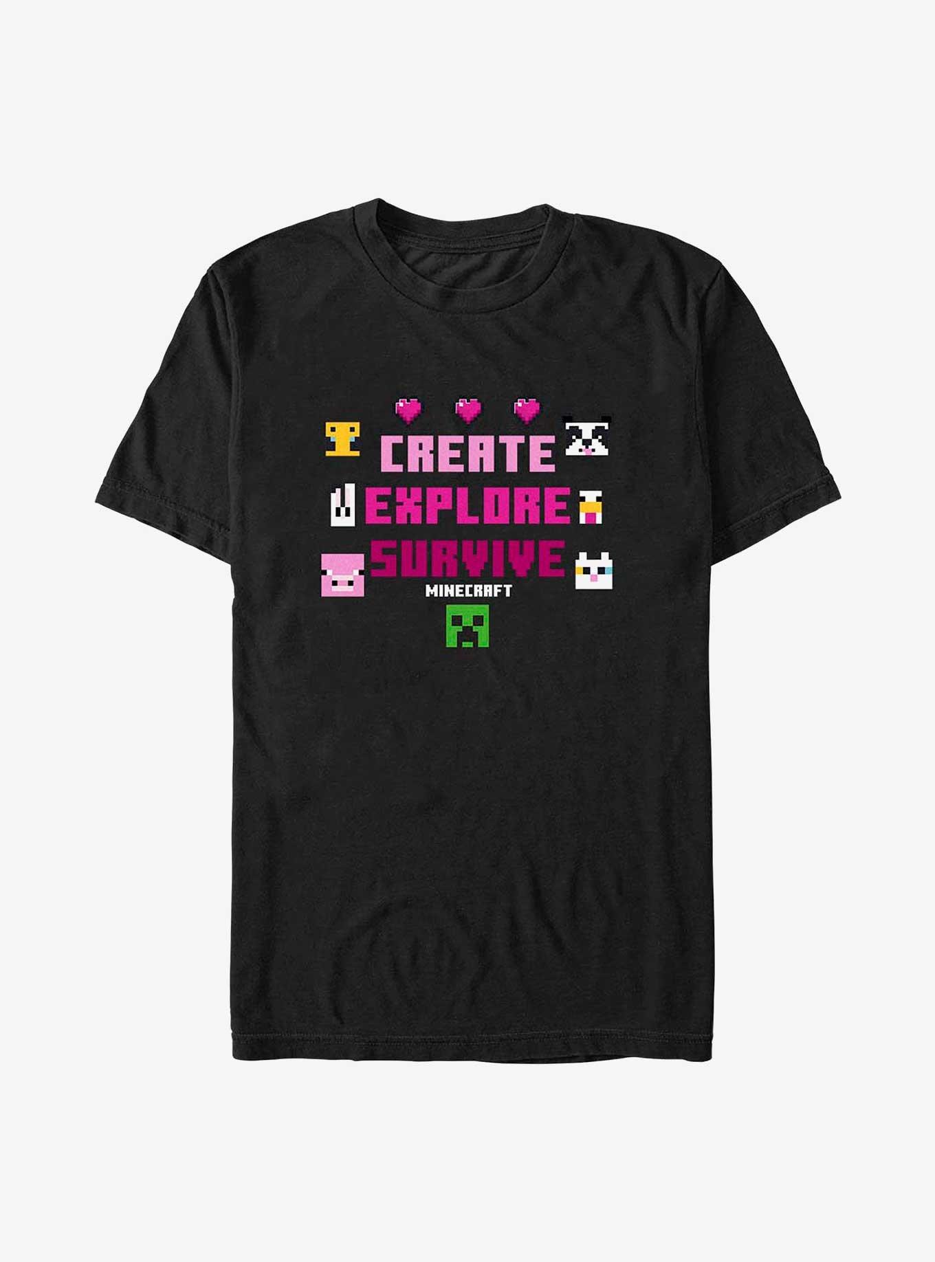 Minecraft Crate Explore Survive T-Shirt, BLACK, hi-res