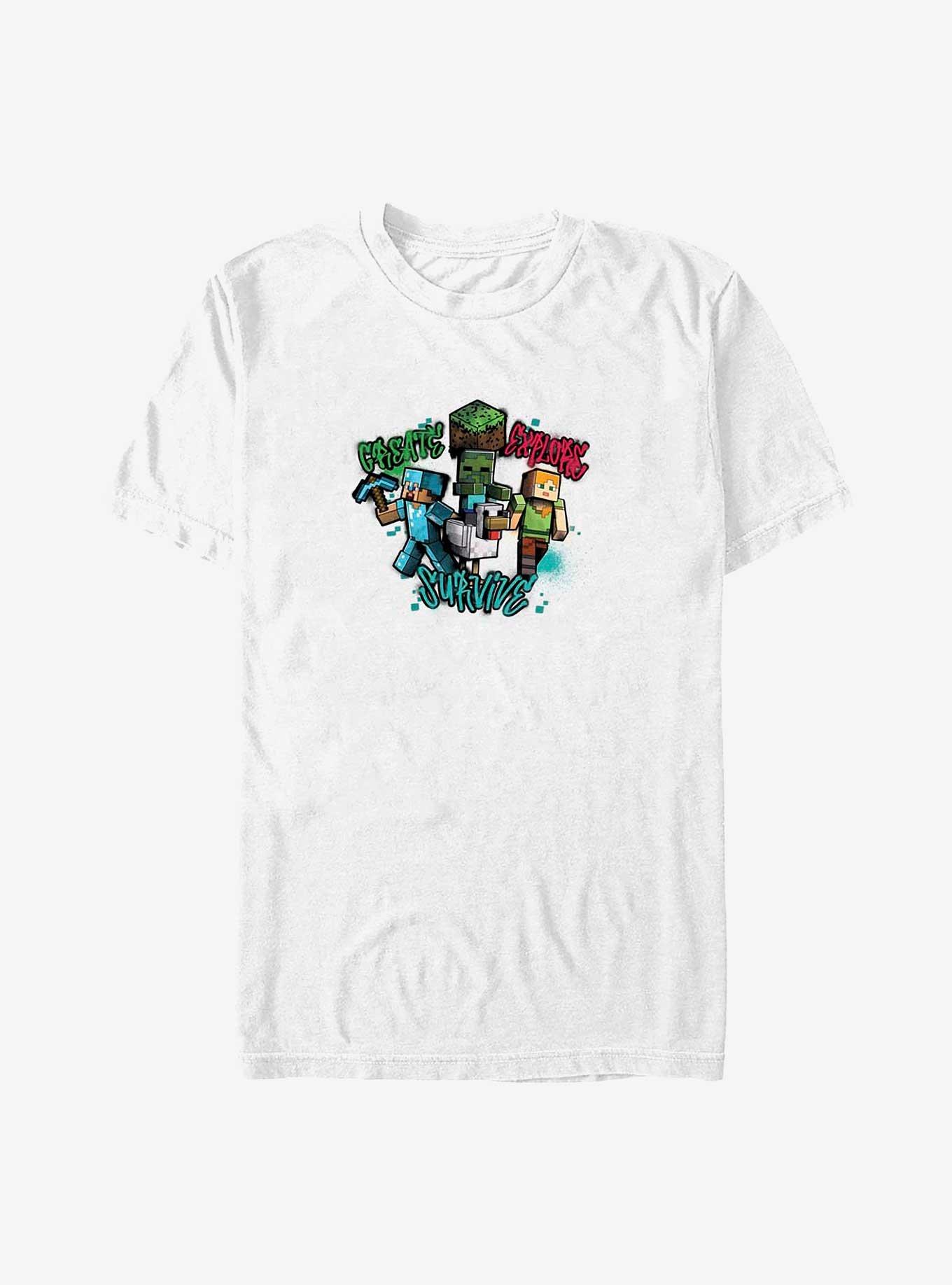 Minecraft Create Survive Explore T-Shirt, WHITE, hi-res