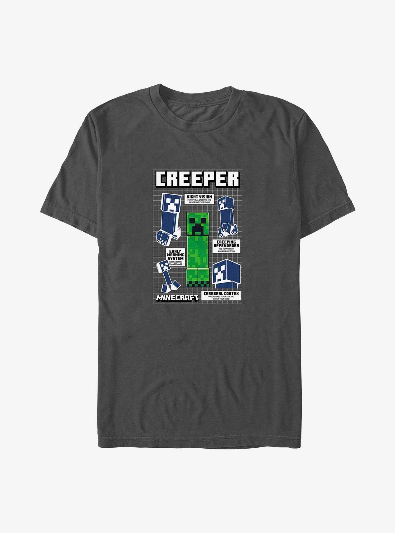 Minecraft Creeper Infograph T-Shirt, CHARCOAL, hi-res