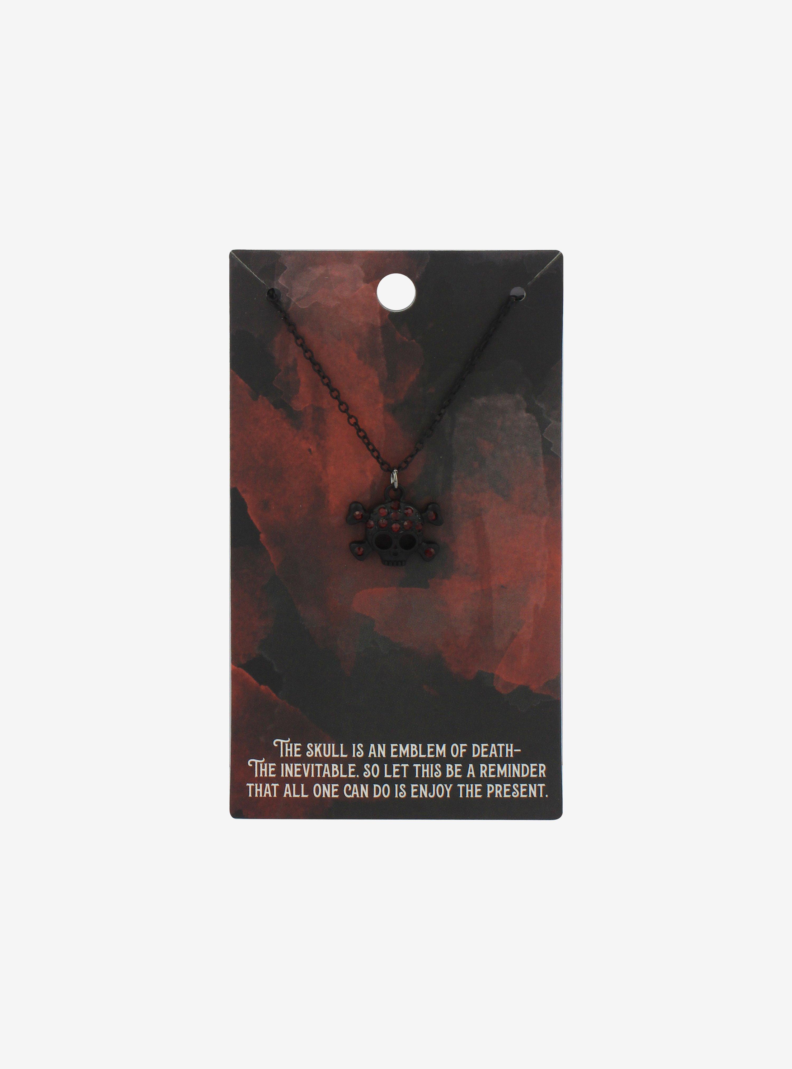 Black Jeweled Skull Pendant Necklace, , hi-res