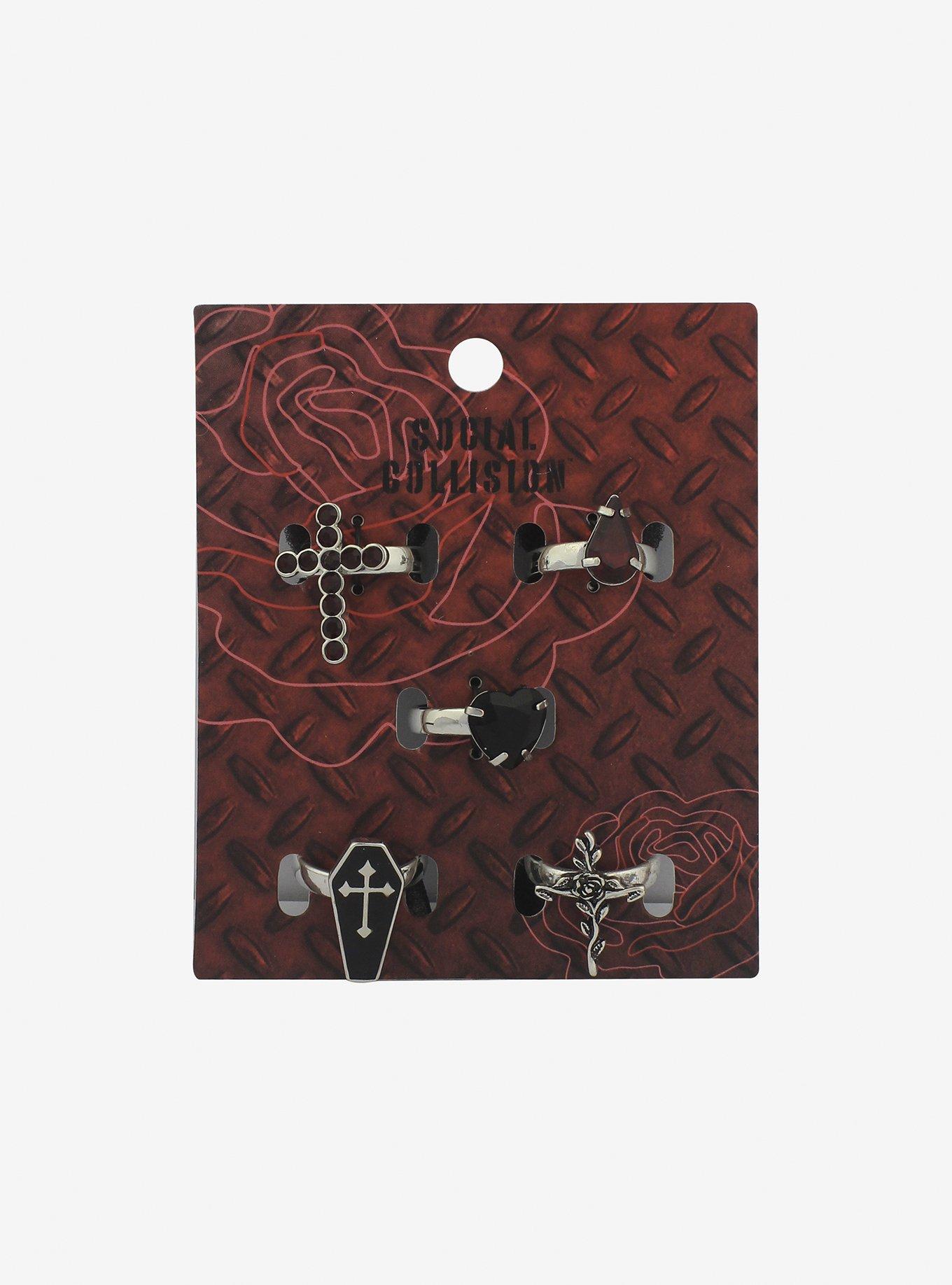 Coffin Rose Cross Ring Set, , hi-res