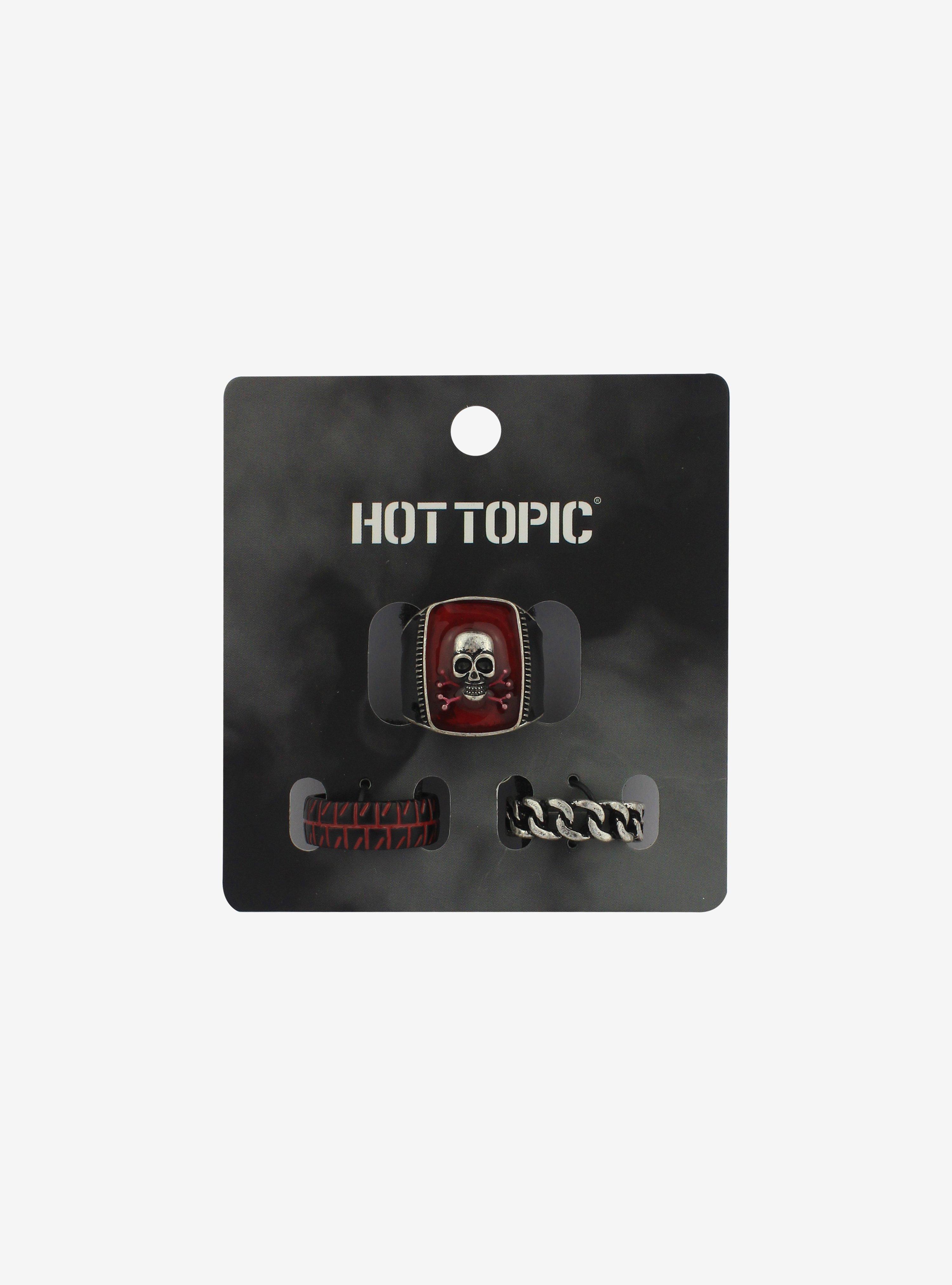 Red Skull Ring Set Hot Topic