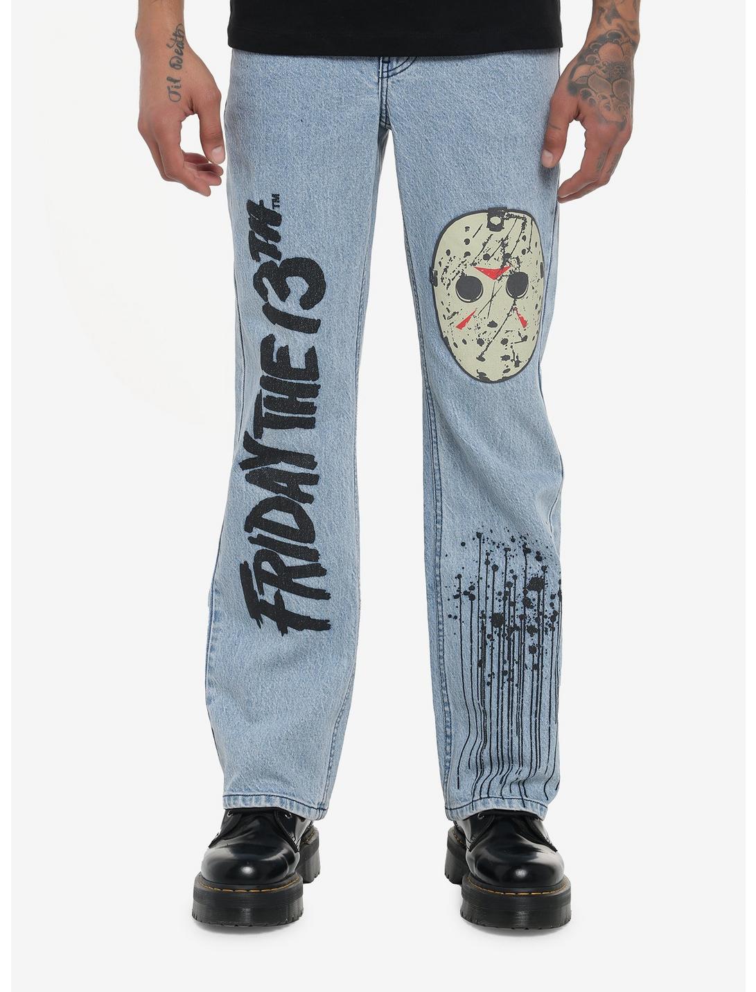 Friday The 13th Jason Voorhees Mask Straight Leg Jeans, MULTI, hi-res