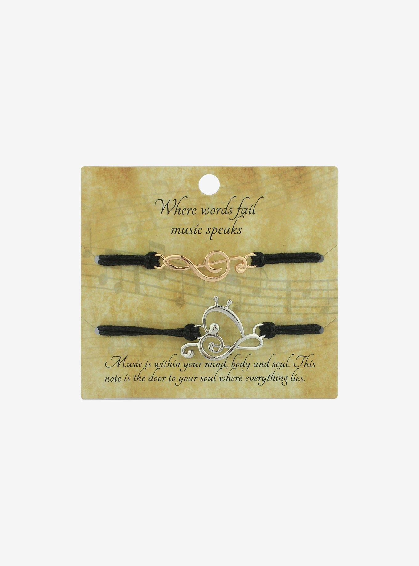 Musical Notes Cord Best Friend Bracelet Set, , hi-res