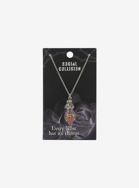 Dried Rose Capsule Pendant Necklace | Hot Topic