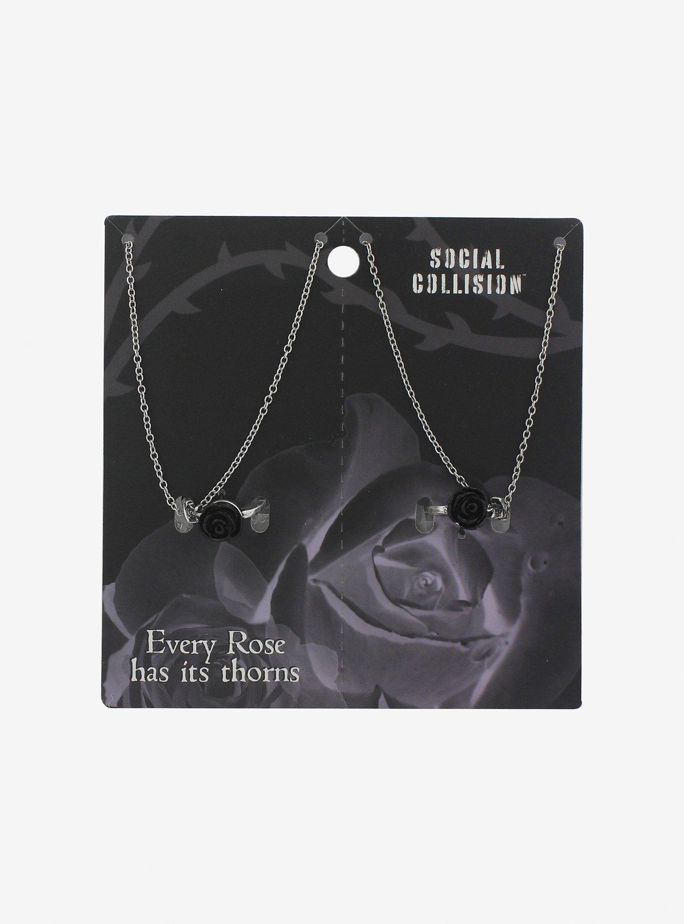 Black Rose Ring Best Friend Necklace Set, , hi-res