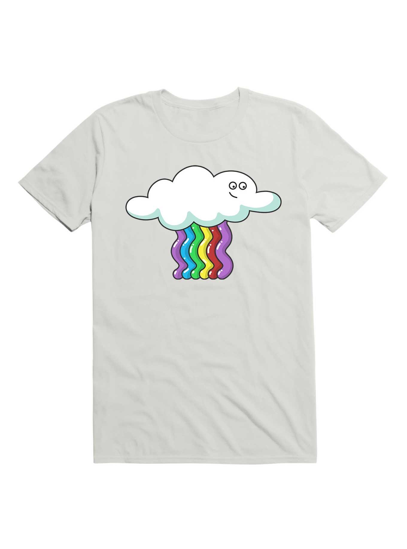 Kawaii clouds and rainbows pattern T-Shirt, , hi-res