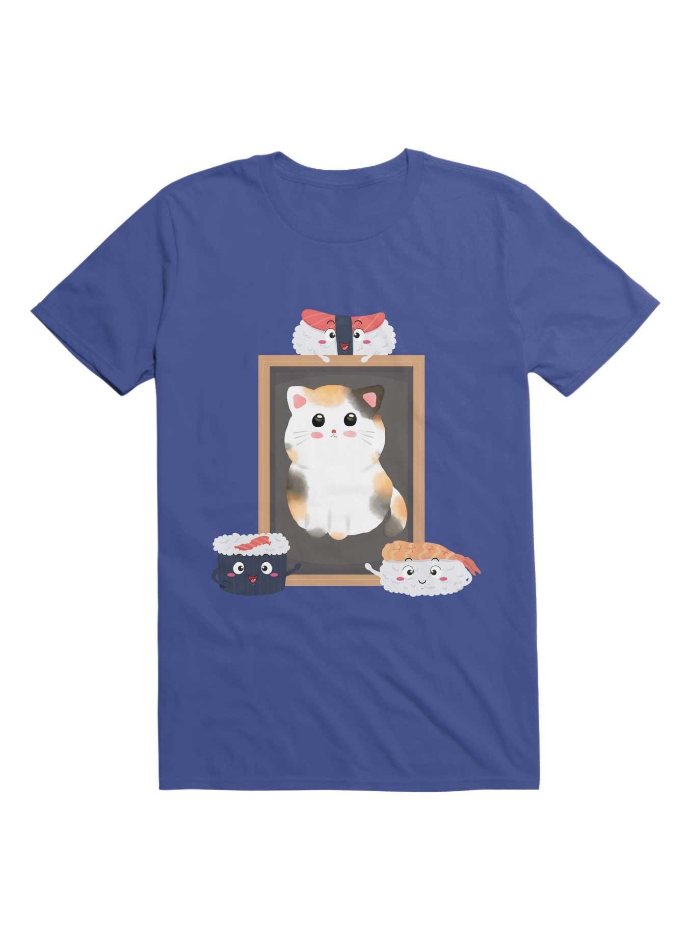 Kawaii Funny Sushi Loves Cute Cat Kawaii T-Shirt, ROYAL, hi-res