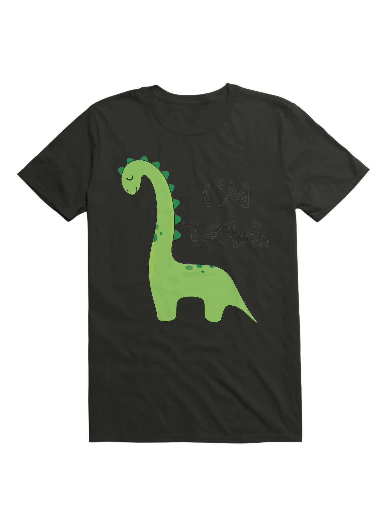 Kawaii Tall Dinosaur - I'm Tall Mom & Dad T-Shirt, BLACK, hi-res
